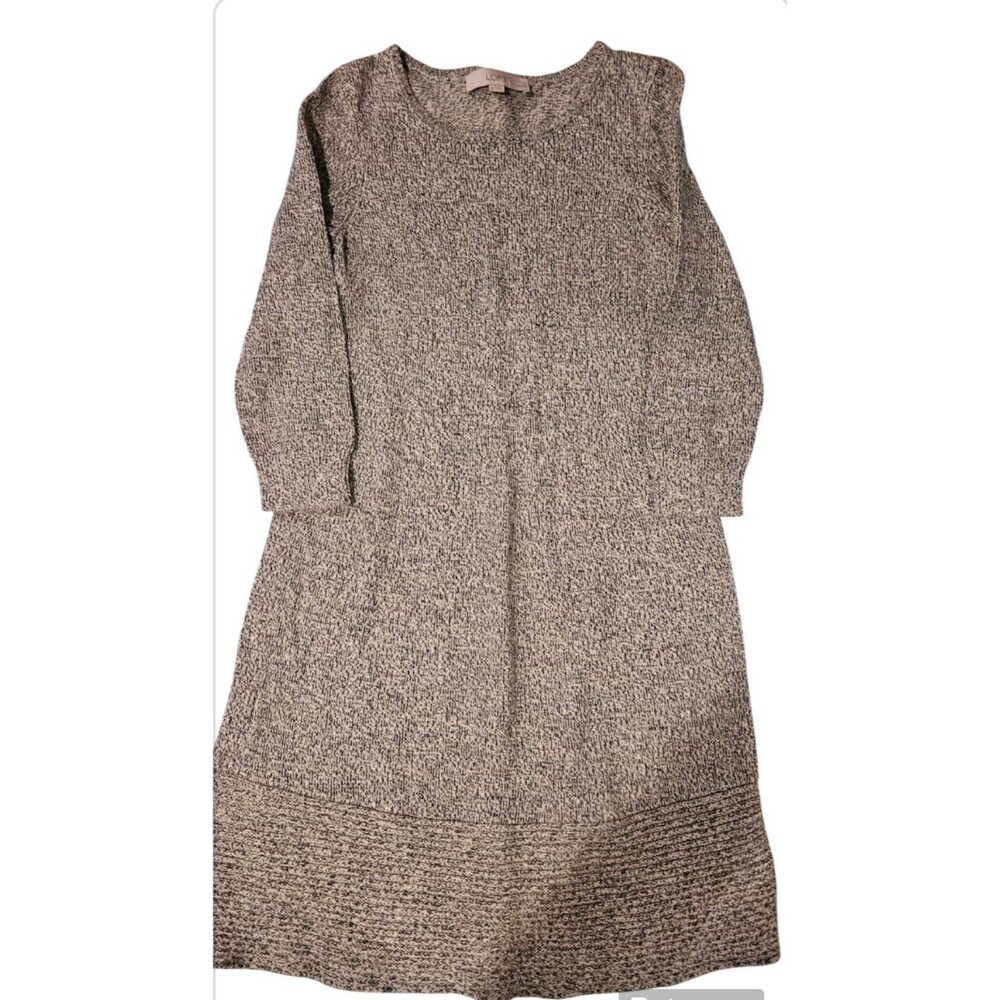 Loft Women's XS Heather Gray Sweater Dress -Below Knee length, round neck